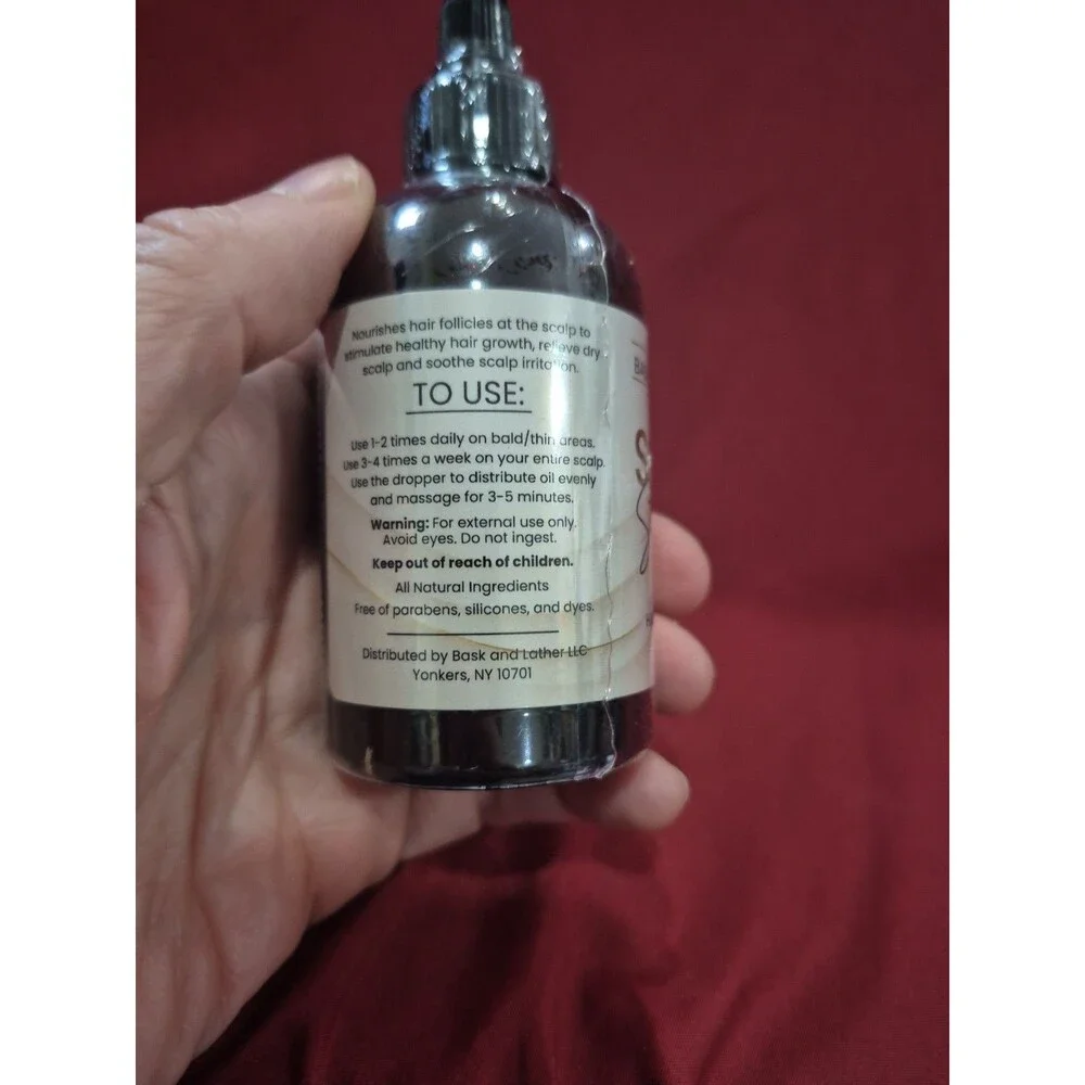 New Bask & Lather Scalp Stimulator Hair Growth Oil, Cold Pressed Mint & Rosemary